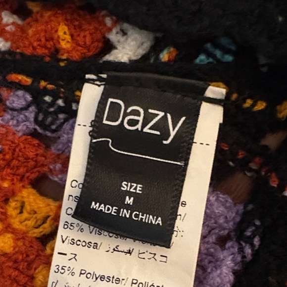 DAZY Colorful Crochet Cropped Cardigan Shrug  Sz M - Picture 9 of 12